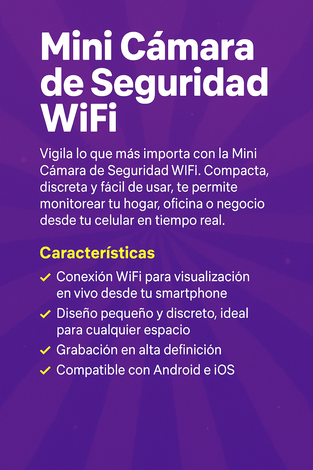 📷 Mini Cámara de Seguridad WiFi – ¡Vigila lo que más importa!