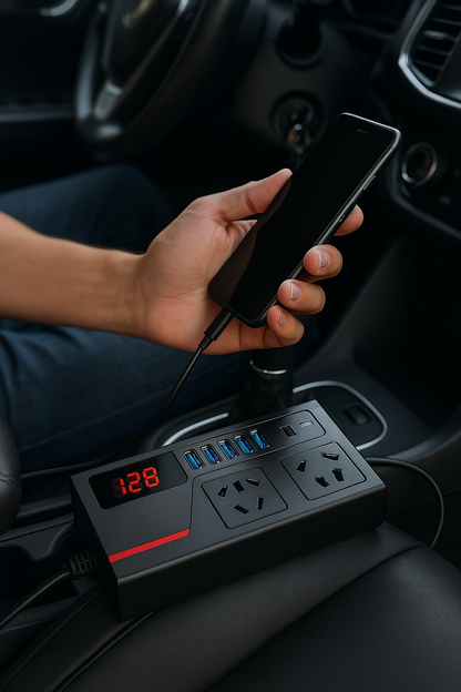 ⚡🔌 Inversor de Corriente para Carro con Puertos USB y Tomacorrientes 🔌⚡