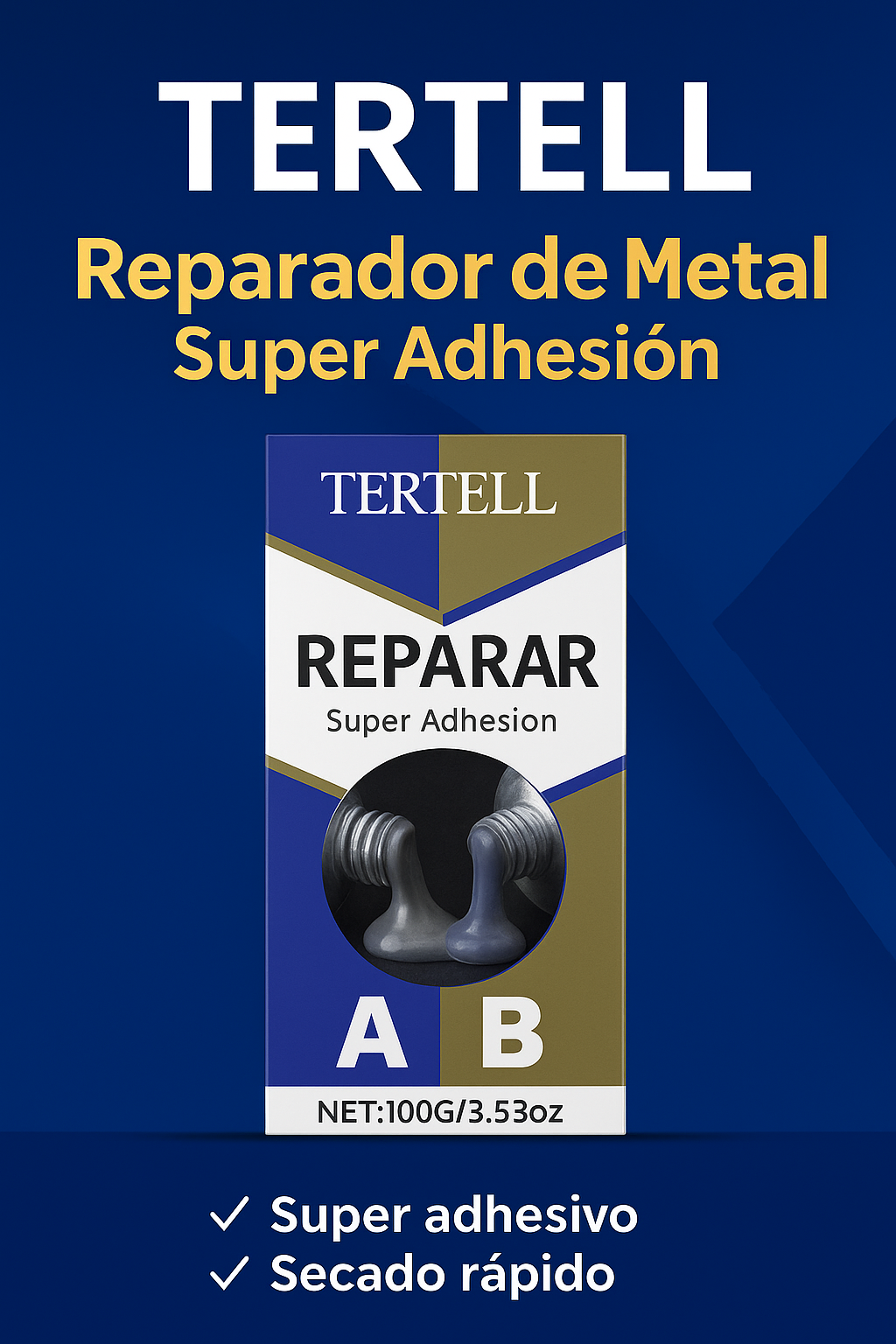 🔧 Pegamento Reparador de Metal TERTELL 5 en 1 – Super Adhesión y Secado Rápido