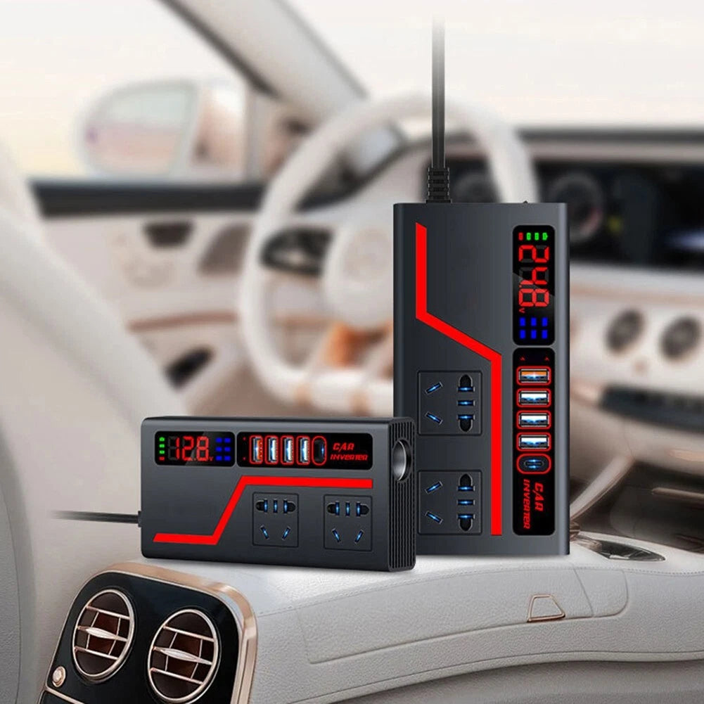 ⚡🔌 Inversor de Corriente para Carro con Puertos USB y Tomacorrientes 🔌⚡